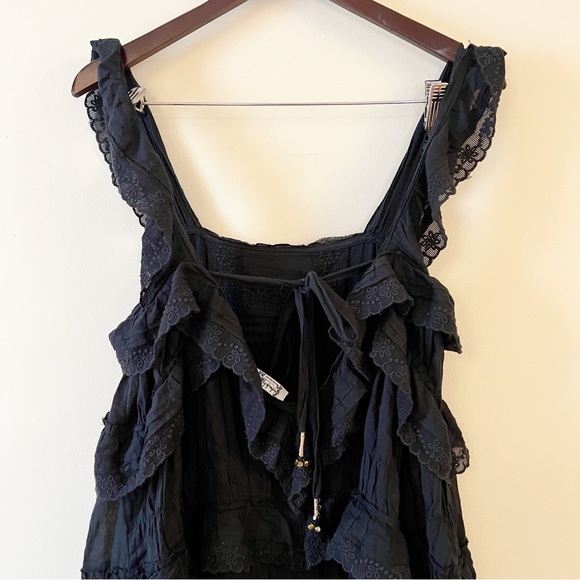 Free People Tiered and True Black Ruffled Romper Size Medium - Picture 8 of 14